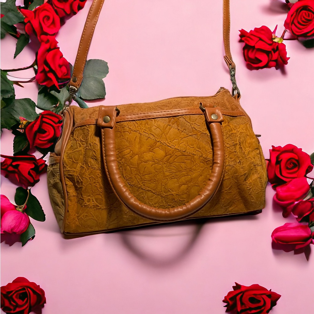 Leather Embossed Ethnic Style Bucket Purse Shoulder Bag
